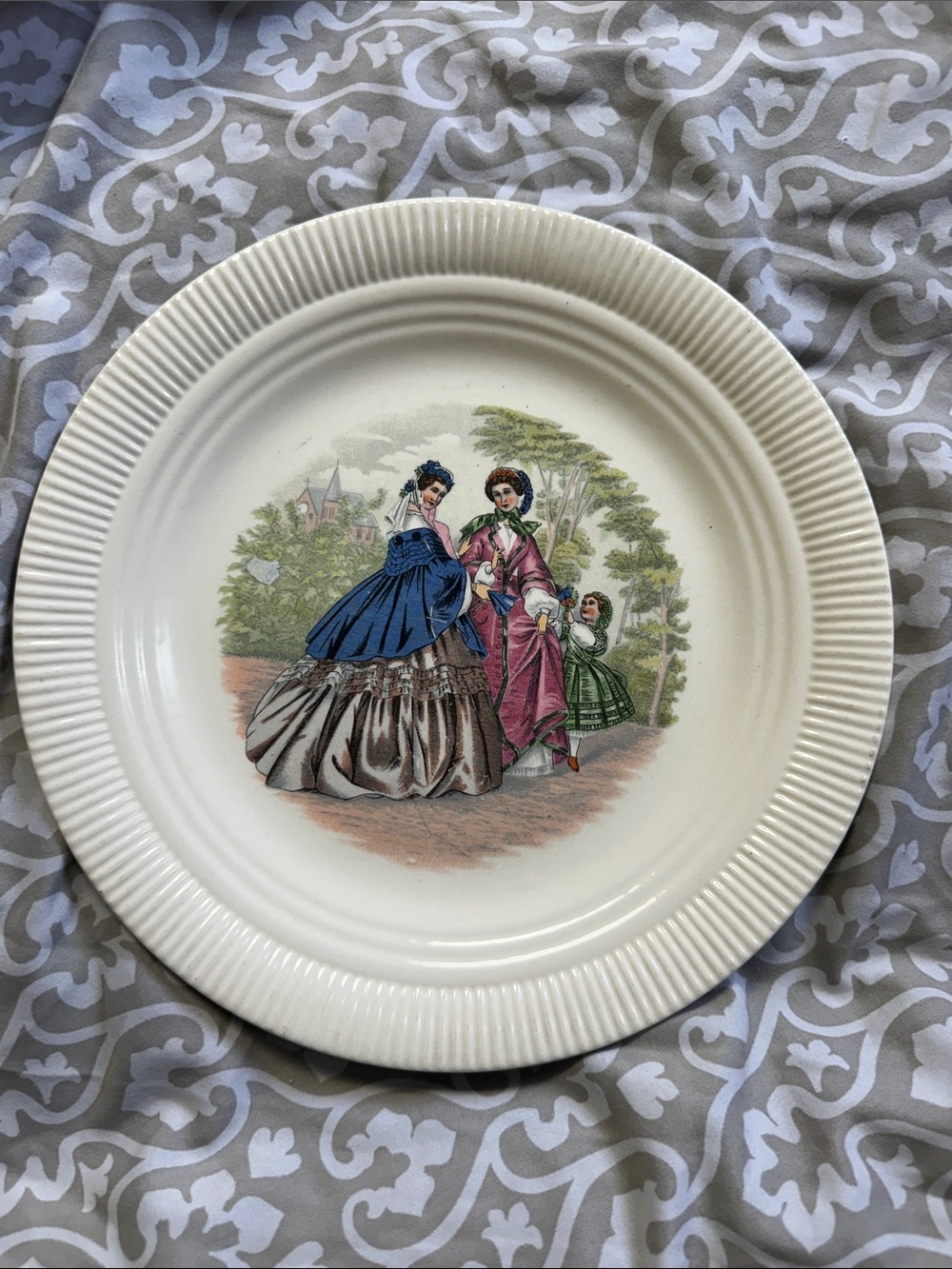 Vintage Victorian Ladies Decorative White Ceramic Plate
